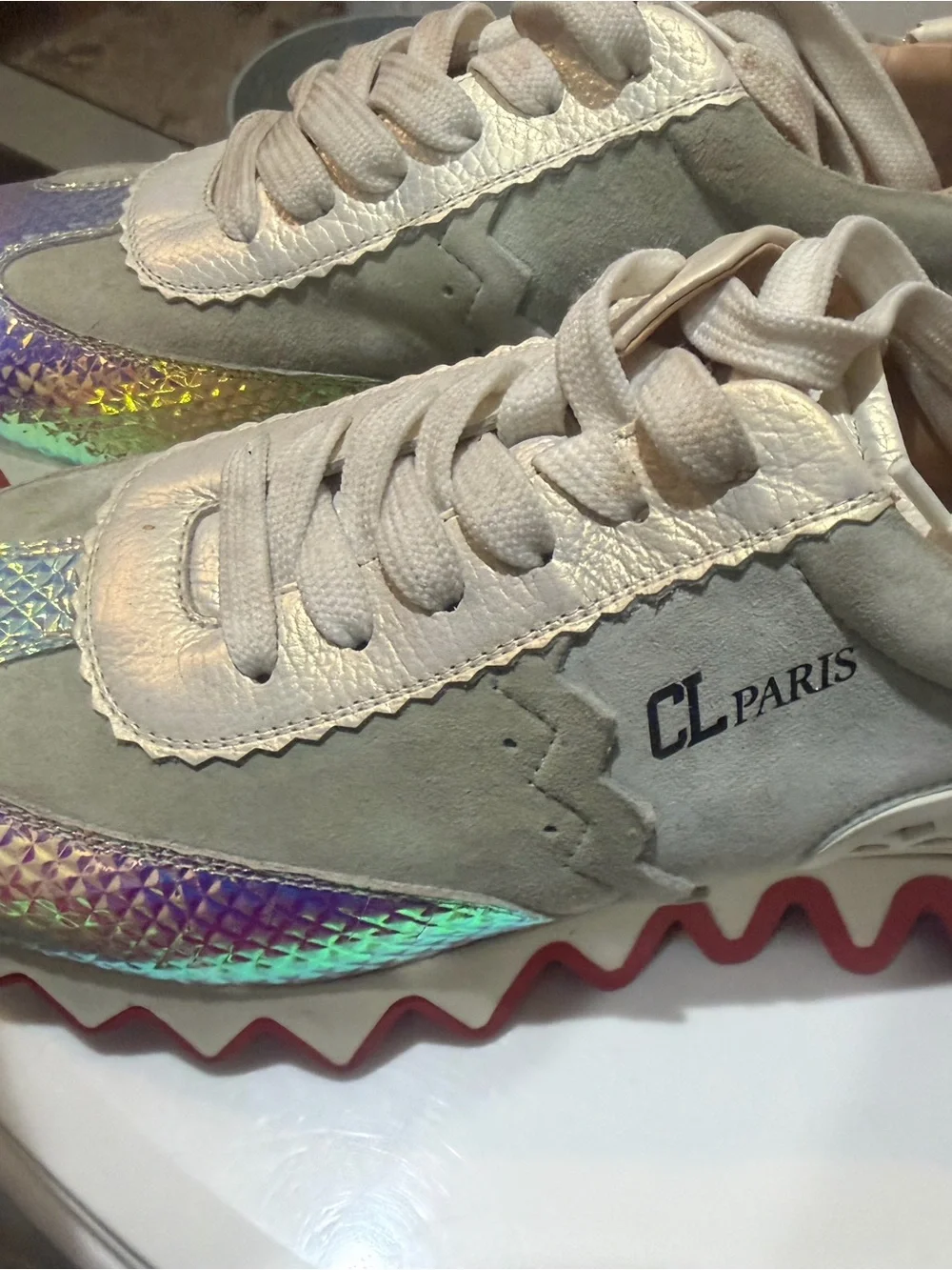 Christian Louboutin Cream and Beige Low-Top Sneaker - Picture 3 of 9